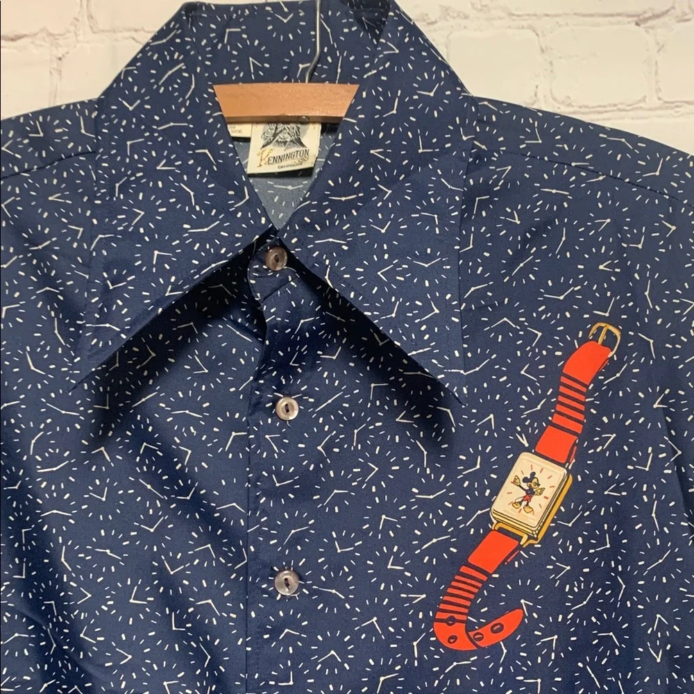 Vtg NWOT Kennington x Walt Disney Pop Art Disco Mickey Watch Shirt Size L - Picture 4 of 8